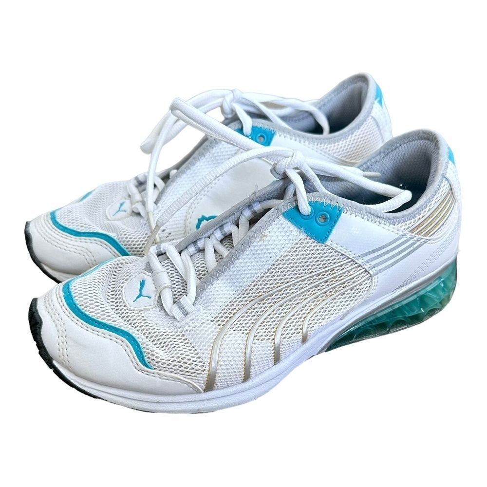 Puma Womens Cell White Blue Sneakers Running Jogging Athletic Shoes 6.5